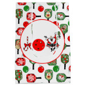 Pickleball Freude Weihnachten Party Rot Grün und S Mittlere Geschenktüte (Rückseite)