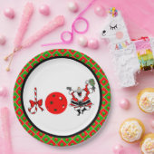 Pickleball Freude Weihnachten Party Rot Grün und S Pappteller (Party)