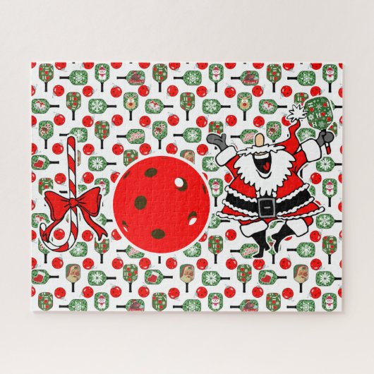 Pickleball Freude Weihnachten Weihnachtsmann Paddl Puzzle (Horizontal)