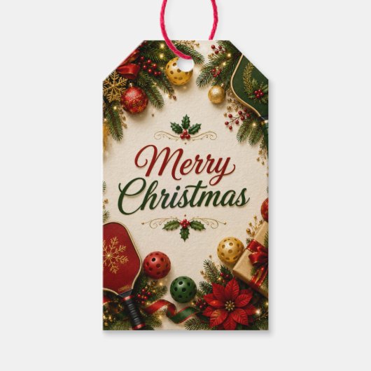 Pickleball Frohe Weihnachten  Geschenkanhänger (Vorderseite)