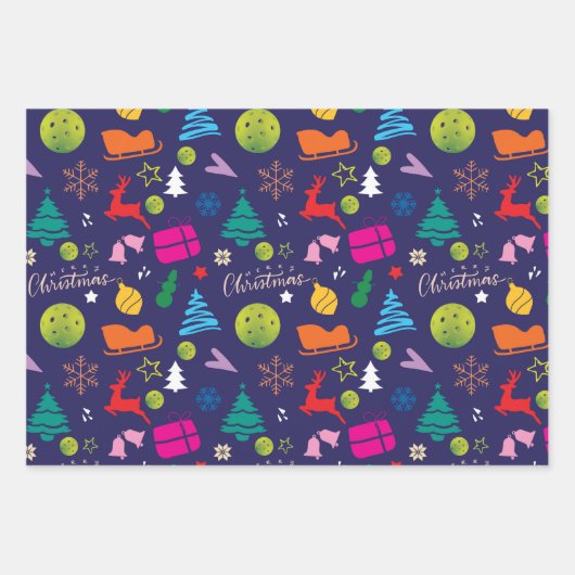 Pickleball 🎄 Frohe Weihnachten Geschenkpapier Set (Vorderseite 2)