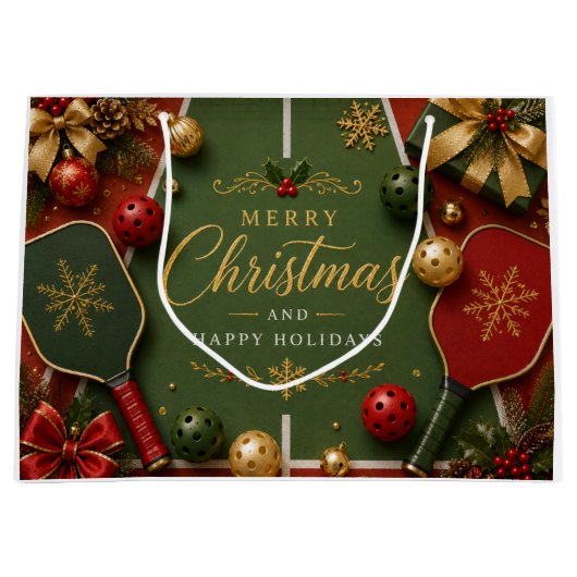 Pickleball Frohe Weihnachten Große Geschenktüte (Vorderseite)