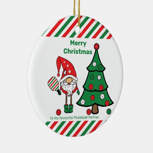 Pickleball Frohe Weihnachten Keramik Ornament (Rechts)