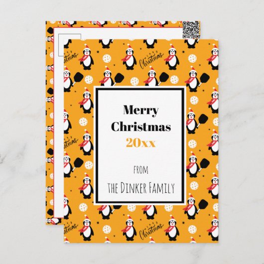 🐧 Pickleball Frohe Weihnachten 🎁 Postkarte (Vorne/Hinten)