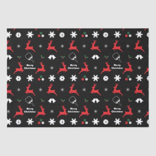 Pickleball Frohe Weihnachten 🎄 Schwarz Seidenpapier (Vorderseite)