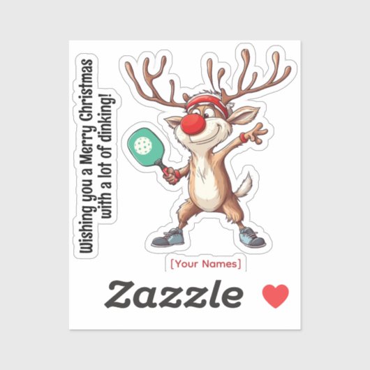 Pickleball 🎄 Frohe Weihnachten, Sondertext Aufkleber (Blatt)