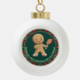 Pickleball 🎄 Frohe Weihnachten, Sondertext Keramik Kugel-Ornament