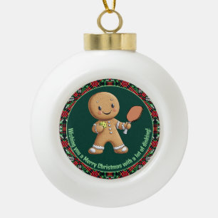 Pickleball 🎄 Frohe Weihnachten, Sondertext Keramik Kugel-Ornament