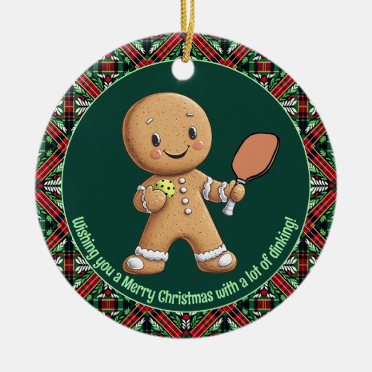 Pickleball 🎄 Frohe Weihnachten, Sondertext Keramik Ornament (Vorne)