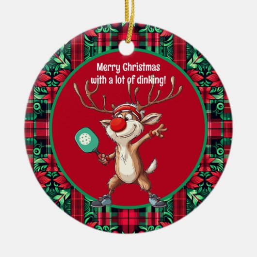 Pickleball 🎄 Frohe Weihnachten, Sondertext Keramik Ornament (Vorne)