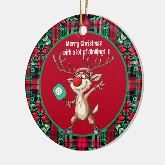Pickleball 🎄 Frohe Weihnachten, Sondertext Keramik Ornament (Links)