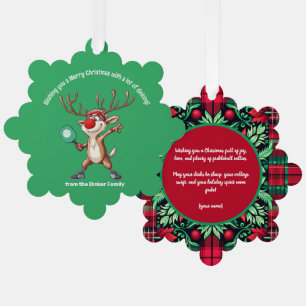 Pickleball 🎄 Frohe Weihnachten, Sondertext Ornament Karte