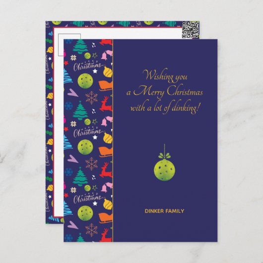 Pickleball 🎄 Frohe Weihnachten, Sondertext Postca Postkarte (Vorne/Hinten)