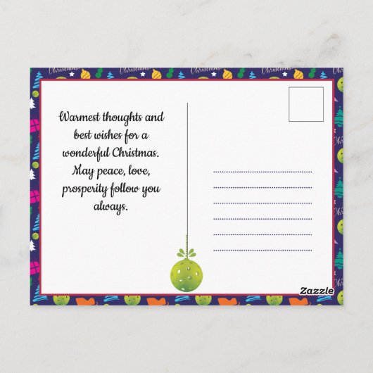 Pickleball 🎄 Frohe Weihnachten, Sondertext Postca Postkarte (Rückseite)