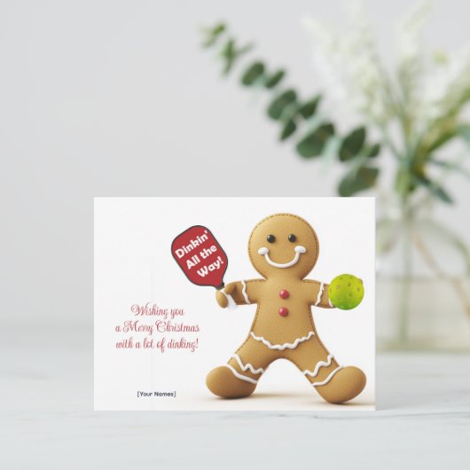 Pickleball 🎄 Frohe Weihnachten, Sondertext Postkarte (Stehend Vorderseite)