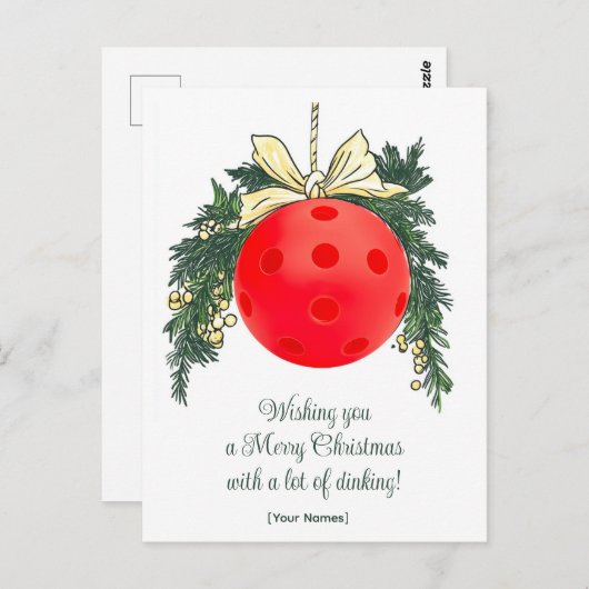 Pickleball 🎄 Frohe Weihnachten, Sondertext Postkarte (Vorne/Hinten)