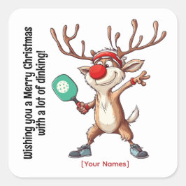 Pickleball 🎄 Frohe Weihnachten, Sondertext Quadratischer Aufkleber