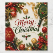 Pickleball Frohe Weihnachten Weinetikett (Einzelnes Label)