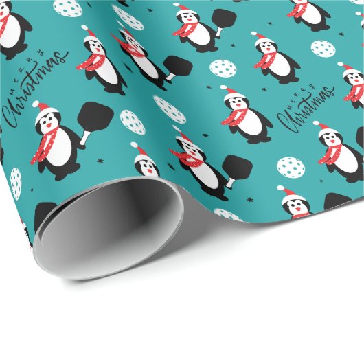 🐧 Pickleball Frohe Weihnachten 🎁 Wrapping Paper Geschenkpapier (Rolleneckpunkt)