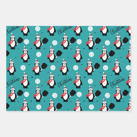 Pickleball 🎄 frohe Weihnachtsfeier  Geschenkpapier Set (Vorderseite)