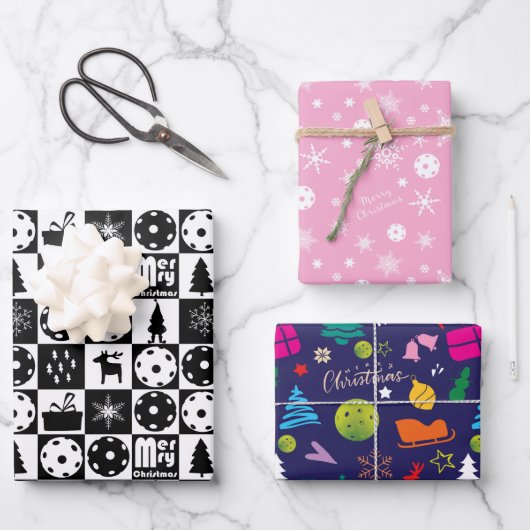  Pickleball 🎄 frohe Weihnachtswrapping Paper Shee Geschenkpapier Set (Vorderseite)