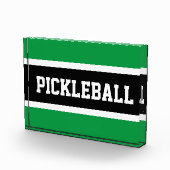 PICKLEBALL Fun Athletic Black Green White Stripes Fotoblock (Rechts)