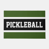 PICKLEBALL Fun Athletic Forest Green Black Streife Fußmatte (Vorderseite)