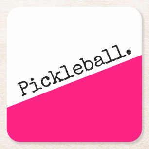 PICKLEBALL Fun Bold Pink White Diagonal Colorblock Rechteckiger Pappuntersetzer