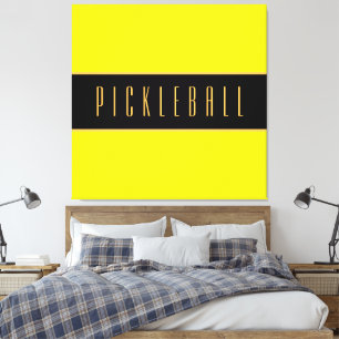 PICKLEBALL Fun Bright Yellow Bold Black Stripes Leinwanddruck