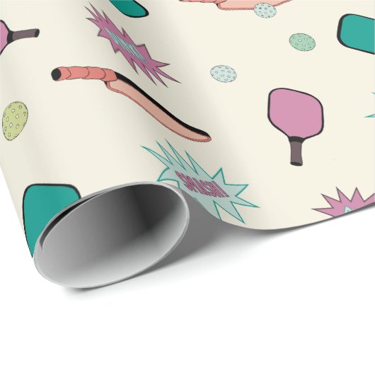Pickleball! Fun farbiges Muster Geschenkpapier (Rolleneckpunkt)