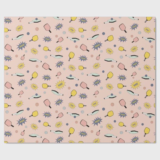 Pickleball! Fun farbiges Muster Geschenkpapier (Flach)