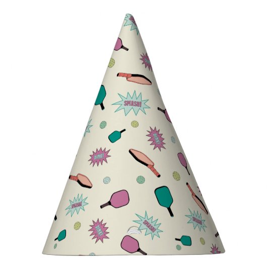 Pickleball! Fun farbiges Muster Partyhütchen (Rechts)