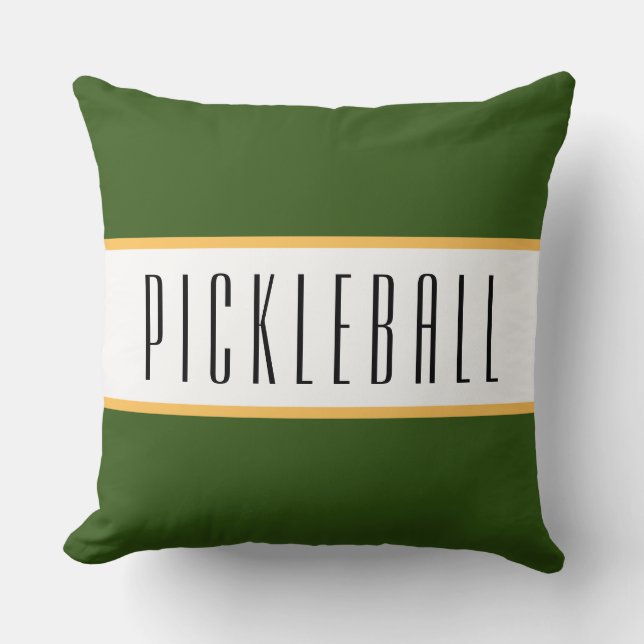 PICKLEBALL Fun Forest Green White Racing Streifen Kissen (Vorderseite)