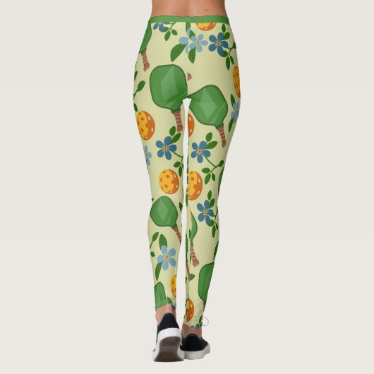 Pickleball Fun Leggings mit lebhaftem Blumengestei (Rückseite)