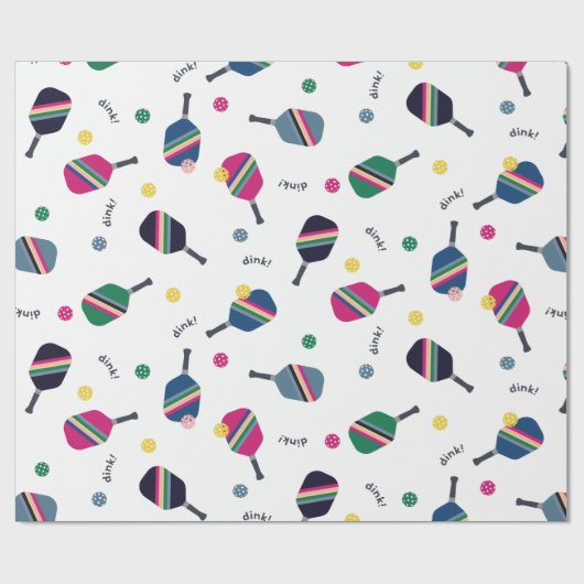 Pickleball Fun Strip Paddles Dink Wrapping Paper Geschenkpapier (Flach)