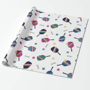 Pickleball Fun Strip Paddles Dink Wrapping Paper Geschenkpapier