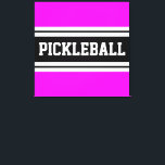 PICKLEBALL Fun Tropisch Pink, weiße Streifen Leinwanddruck<br><div class="desc">Dieses lustige,  sportliche Design mit fett gedrucktem Blockbuchstaben PICKLEBALL Text in einem hervorgehobenen breiten schwarzen Streifen mit doppelweißen Streifen vor einem hellen tropischen rosa Hintergrund.</div>
