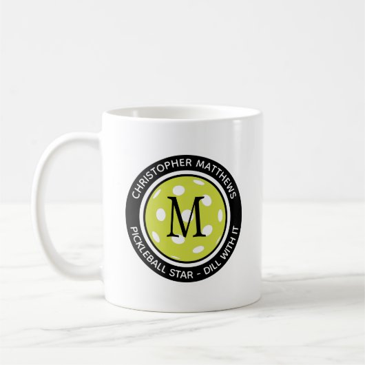 Pickleball Funny Custom Quote Name Initial Black Kaffeetasse (Links)