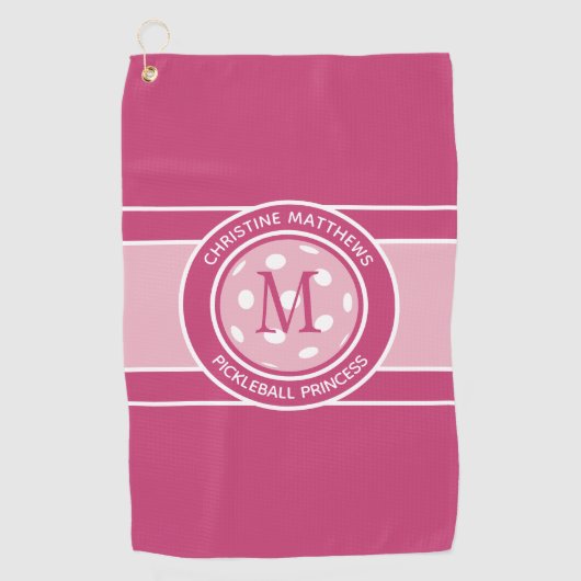 Pickleball Funny Custom Quote Name Initial Pink Golfhandtuch (Vorderseite)