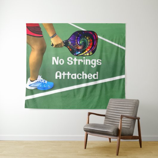 Pickleball Funny No Strings angefügt Wandteppich (Beispiel (Horizontal))