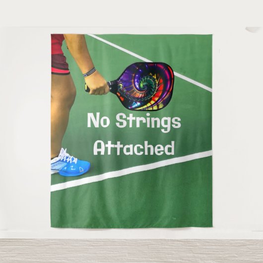 Pickleball Funny No Strings angefügt Wandteppich (Vorderseite)