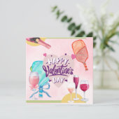 Pickleball für Valentinstag Feiertagskarte (Stehend Vorderseite)