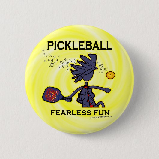 Pickleball furchtloser Spaß Button (Vorderseite)