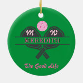 Pickleball Gal Paddles Initialer Individuelle Name Keramik Ornament (Hinten)