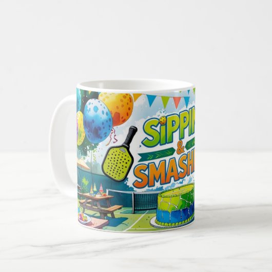 Pickleball Geburtstag Kaffeetasse (Vorderseite Links)