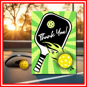 Pickleball Geburtstag RETRO Streifen Grüne Sportar Dankeskarte