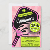 Pickleball Geburtstag RETRO Streifen Pink Sport Einladung (Vorderseite)
