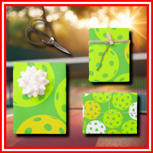 Pickleball-Geburtstagsfeier Cute Green Sports Geschenkpapier Set