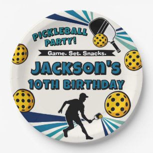 Pickleball-Geburtstagsfeier Retro Vintage Spieler Pappteller