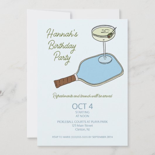 Pickleball Geburtstagsparty Einladung (Vorderseite)